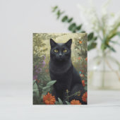 花園はがき入り黒猫 ポストカード (スタンド正面)
