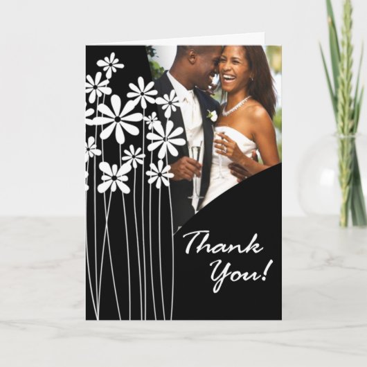 花園は感謝していしています(黒及び白) サンキューカード (正面)