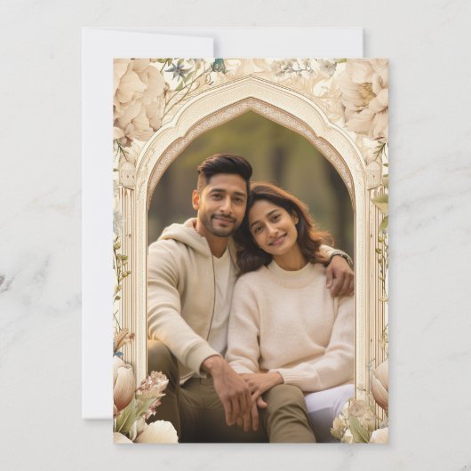 花園インド宮殿の結婚式の写真 セーブザデート (裏面)