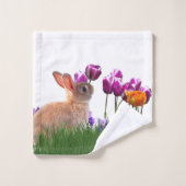 花園コラージュのイースターウサギ バスタオルセット (ウォッシュタオル)