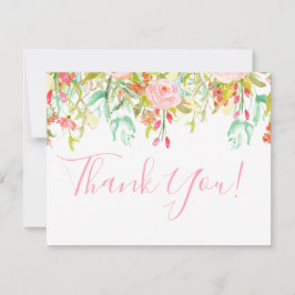 花園ピンクの感謝カード 招待状