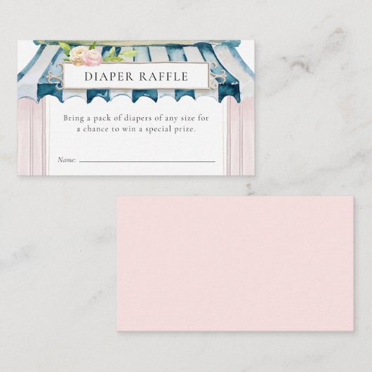 花園ベビーシャワーおむつラッフル エンクロージャーカード (正面/裏面)