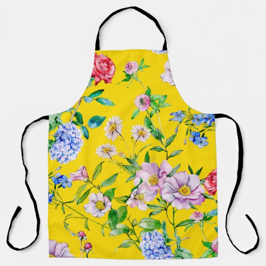 花園水彩イラストレーション エプロン (正面)