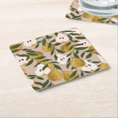 花園：かわいい小さな花模様 スクエアペーパーコースター (アングル)