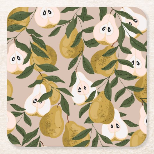 花園：かわいい小さな花模様 スクエアペーパーコースター (正面)