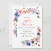 花園 春のイースター お祝い 招待状 (正面)