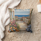 花地中海の付き海岸海景 クッション (ブランケット)