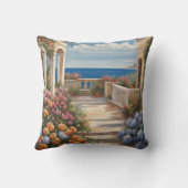 花地中海の付き海岸海景 クッション (裏面)