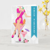 花型女性歌手のバースデー・カード カード (黄色い花)