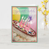 花型女性歌手の幸せな第45誕生日はケーキをカード食べます! カード (黄色い花)