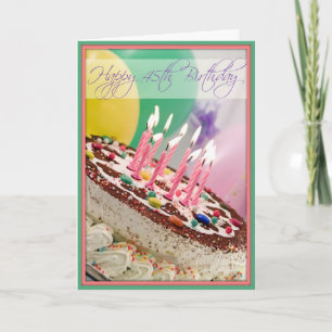 花型女性歌手の幸せな第45誕生日はケーキをカード食べます! カード