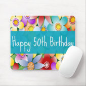 花型女性歌手の幸せな第50誕生日のマウスパッド マウスパッド (マウス)