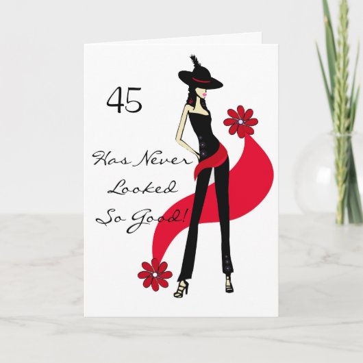 花型女性歌手の猛烈な第45誕生日の挨拶状 カード (正面)