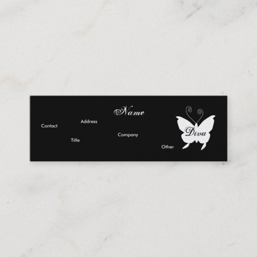 花型女性歌手の蝶Iプロフィールカード- Cusomizable スキニー名刺 (正面)