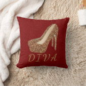 花型女性歌手の金ゴールドのグリッターのハイヒールはきらきら光るな|魅力的な赤に蹄鉄を打ちます クッション (ブランケット)