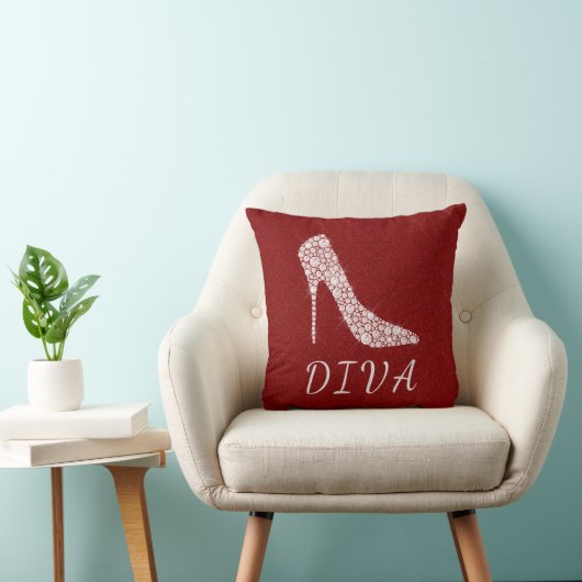 花型女性歌手の魅力的なグリッターのダイヤモンドのハイヒールは赤に蹄鉄を打ちます クッション (椅子)