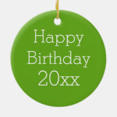 花型女性歌手ピンクの緑のAppleおよび白い水玉模様のモノグラム セラミックオーナメント (裏面)