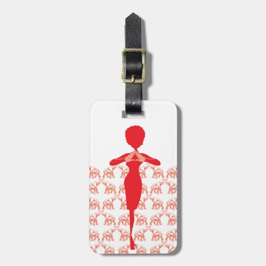 花型女性歌手愛旅行バッグのラベルのテンプレート ラゲッジタグ (正面縦)