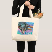 花型女性歌手犬 ラージトートバッグ (正面(商品))