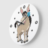 花壁時計付き可愛いロバ ラージ壁時計 (傾斜)