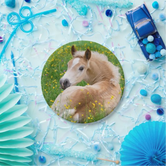 花壇のおもしろいなパーティーのHaflingerの馬のかわいい子馬 ペーパープレート (パーティー)