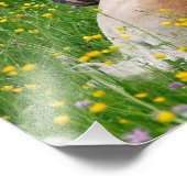 花壇の中で休むハフリンガーホースかわいいフォール フォトプリント (角)