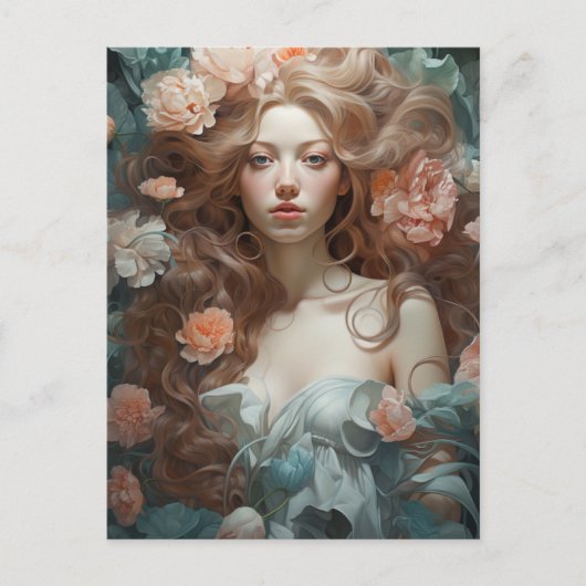 花壇の女性 ポストカード (正面)