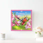 花壇の子供部屋時計 スクエア壁時計 (ホーム)