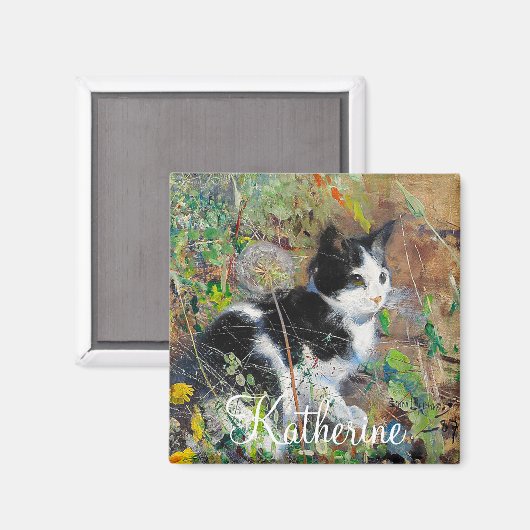 花壇の猫 マグネット (正面/裏面)