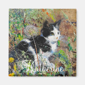 花壇の猫 マグネット (正面)