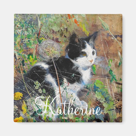 花壇の猫 マグネット (正面)