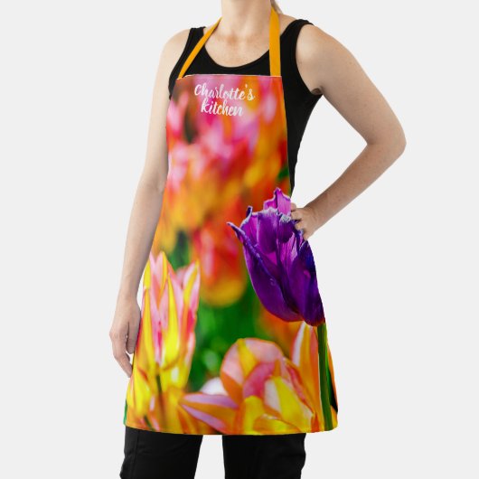 花壇の素晴らしいチューリップの花 エプロン (インサイチュ)