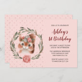 花壇誕生日のリス 招待状 (正面/裏面)