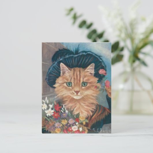 花売り猫 ポストカード (スタンド正面)