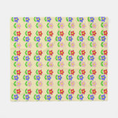 花多彩模様 フリースブランケット (正面(横))