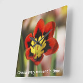 花大事にされるべき スクエア壁時計 (傾斜)