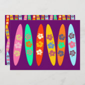 花女の子らしのサーフボード 招待状 (正面/裏面)