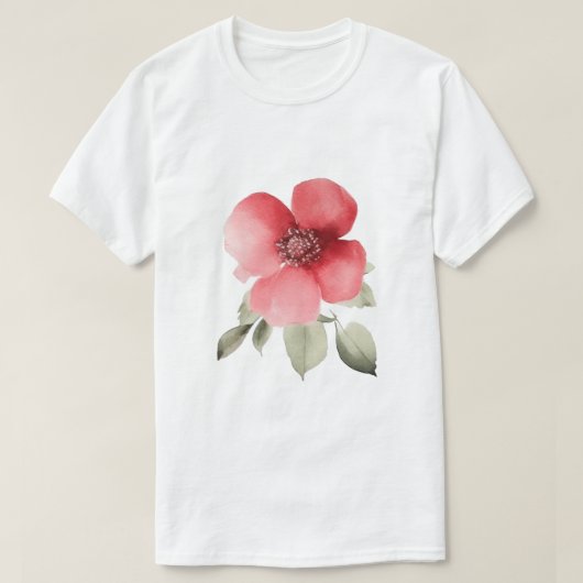 花好きのためのユニークな赤いデザイン Tシャツ (デザイン正面)