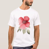 花好きのためのユニークな赤いデザイン Tシャツ (正面)