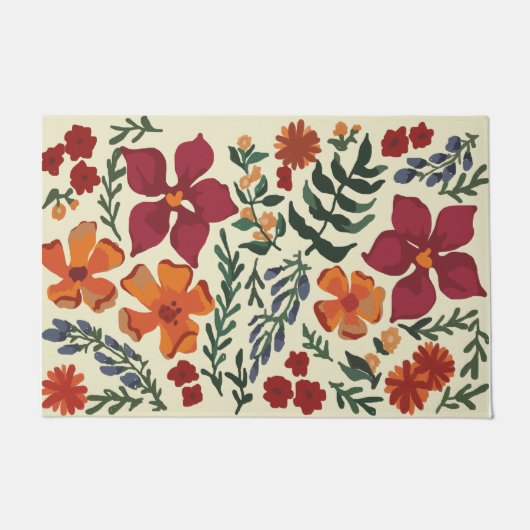 花好きのための玄関マット、かわいい花のウェルカムマット ドアマット (正面)