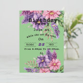 花好きの誕生日パーティーの招待状 招待状 (スタンド正面)