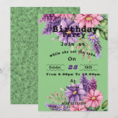 花好きの誕生日パーティーの招待状 招待状 (正面/裏面)