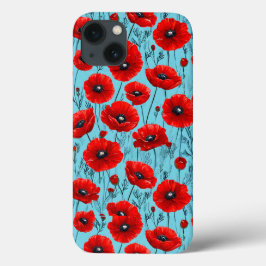 花好きへのギフトにぴったりな赤いポピーの花 iPhone 13ケース