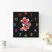 花好き スクエア壁時計 (ホーム)