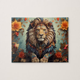 花威厳のあるのライオン ジグソーパズル