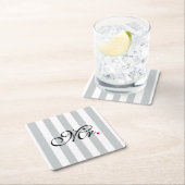 花婿さん色クリック付けのストライプ スクエアペーパーコースター (インサイチュ)