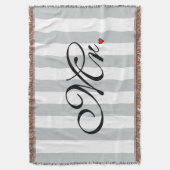 花婿さん色クリック付けのストライプ スローブランケット (正面縦)