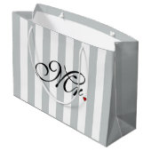 花婿さん色クリック付けのストライプ ラージペーパーバッグ (裏面アングル)