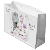 花婿と花嫁のウェディングドレスとスーツ ラージペーパーバッグ (裏面アングル)