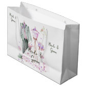 花婿と花嫁のウェディングドレスとスーツ ラージペーパーバッグ (正面アングル)